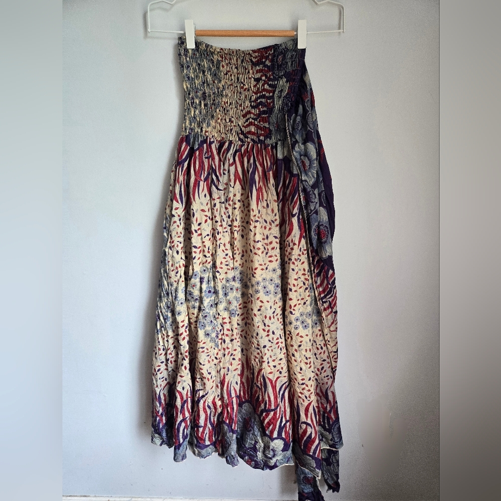GURU Floral Print Convertible Silk Dress Or Skirt